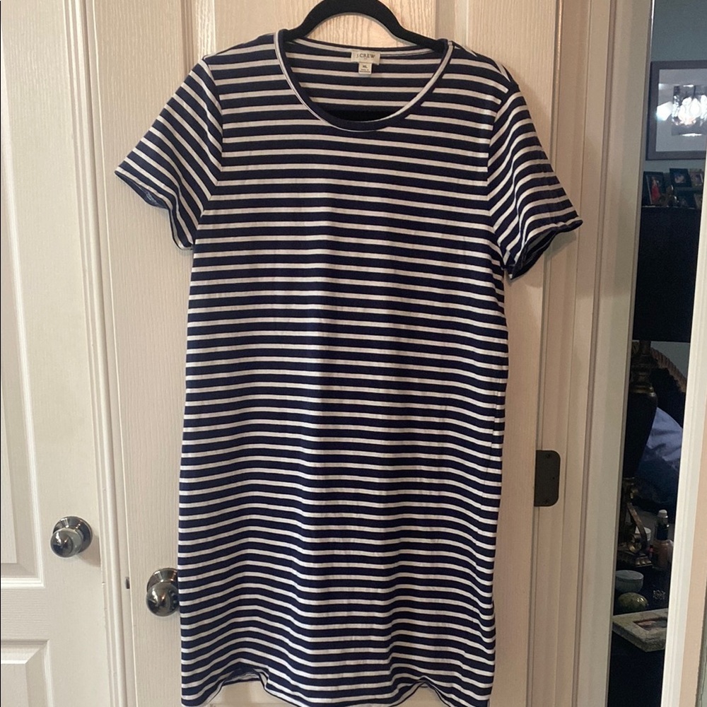 J Crew Striped Navy and White Dress